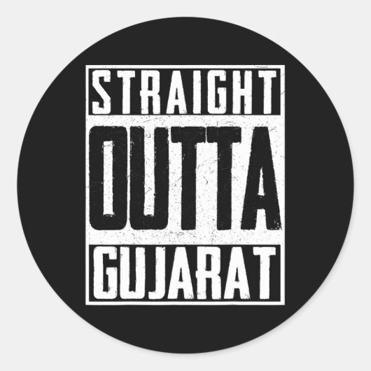 Straight Outta Gujarat India Indian Cricket Pride  ラウンドシール (正面)