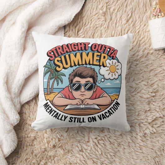 Straight Outta Summer Funny Back to School クッション (ブランケット)