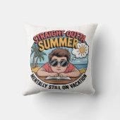 Straight Outta Summer Funny Back to School クッション (裏面)