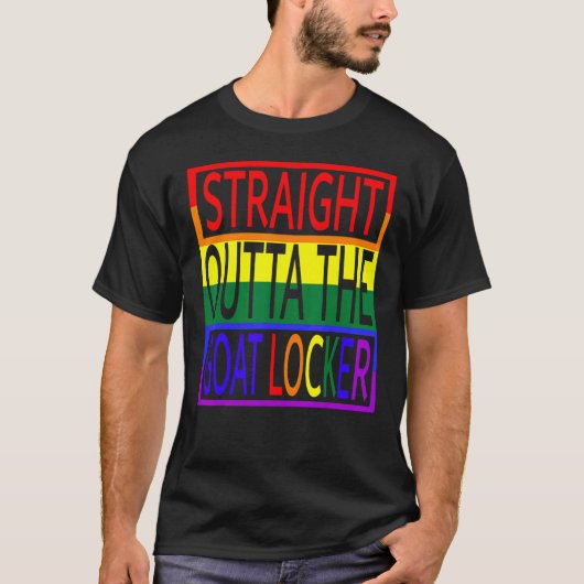Straight Outta The Goat Locker Navy Chief Rainbow  Tシャツ (正面)