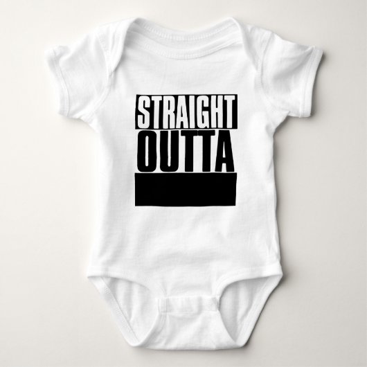 STRAIGHT OUTTA "YOUR TEXT" CUSTOM BABY BODYSUIT ベビーボディスーツ (正面)