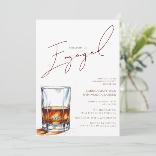 Straight Up Engaged Whiskey Engagement Party 招待状 (スタンド正面)