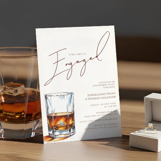 Straight Up Engaged Whiskey Engagement Party 招待状