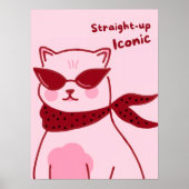 Straight-Up Iconic Pink Cat Poster ポスター (正面)