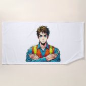 Strandtuch mit Manga-Sicherheitsfachmann ビーチタオル (正面)