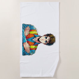 Strandtuch mit Manga-Sicherheitsfachmann ビーチタオル