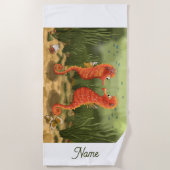 Strandtuch Seepferdchen personalisierbar  ビーチタオル (正面)