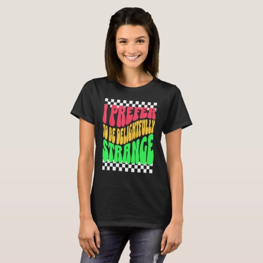 Strange Weird Friends Humorous Odd Checkerboard Re Tシャツ (正面フル)