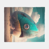 Strange Whale フリースブランケット (正面(横))