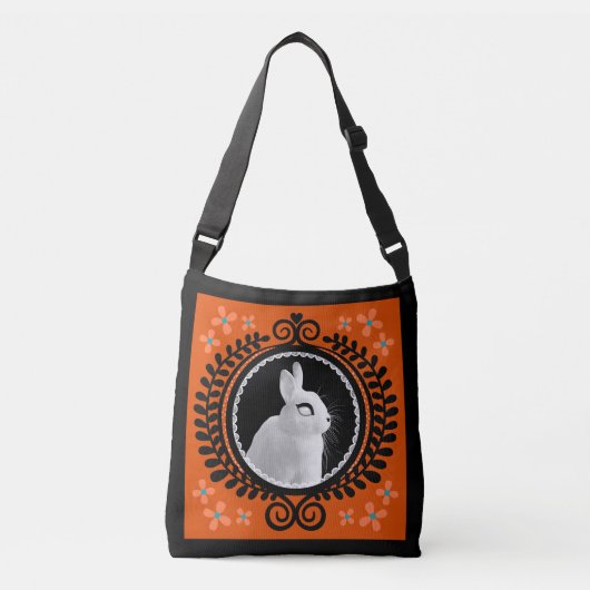 Strange White Bunny Crossbody Bag / Shoulder Tote クロスボディバッグ (正面)