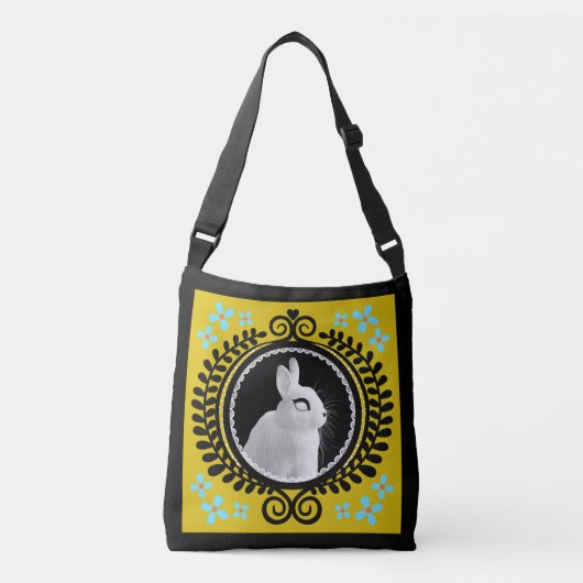Strange White Bunny Crossbody Bag / Shoulder Tote クロスボディバッグ (正面)