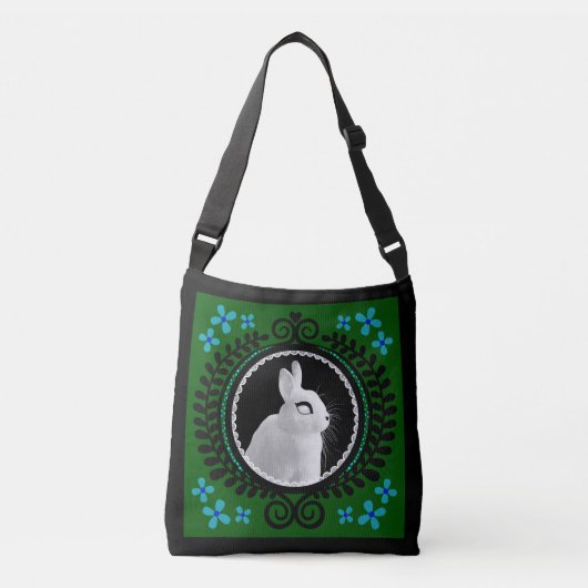 Strange White Bunny Crossbody Bag / Shoulder Tote クロスボディバッグ (正面)