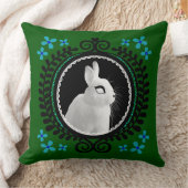 Strange White Bunny: Green, Blue, & Black  クッション (ブランケット)