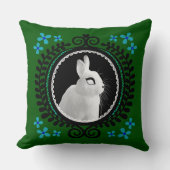 Strange White Bunny: Green, Blue, & Black クッション (正面)