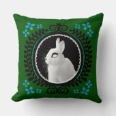Strange White Bunny: Green, Blue, & Black  クッション (正面)