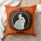 Strange White Bunny: Orange, Teal, & Black  クッション (ブランケット)