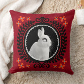 Strange White Bunny: Red, Black, Teal, & Orange クッション (ブランケット)