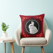 Strange White Bunny: Red, Black, Teal, & Orange クッション (椅子)