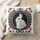 Strange White Bunny: White, Black & Red Throw Pill クッション (ブランケット)