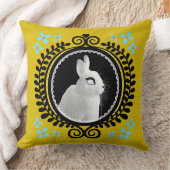 Strange White Bunny: Yellow, Black, & Light Blue  クッション (ブランケット)