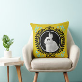 Strange White Bunny: Yellow, Black, & Light Blue  クッション (椅子)