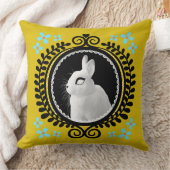 Strange White Bunny: Yellow, Black, & Light Blue  クッション (ブランケット)