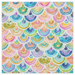 STRANGEBOWの虹の水彩画の魚スケール ファブリック