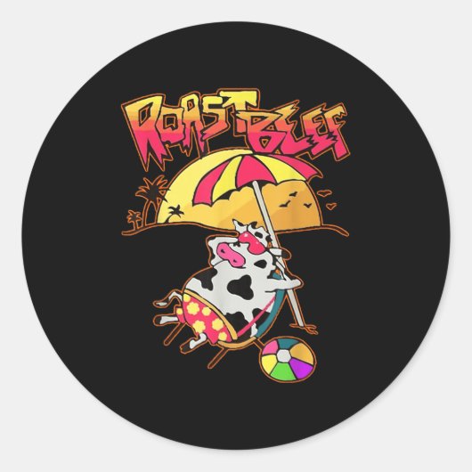 Stranger Dustin Love Roast Beef Beach Cow Tv Parod ラウンドシール (正面)