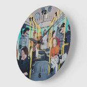 Stranger on the Bus Painting by Alfred Fox ラージ壁時計 (傾斜)