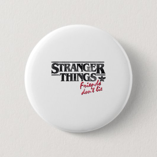 Stranger Things Friends Don't Lie Distressed Text  缶バッジ (正面)