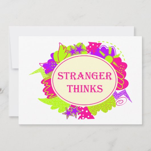 Stranger thinks quote in 80s tv show style 招待状 (正面)