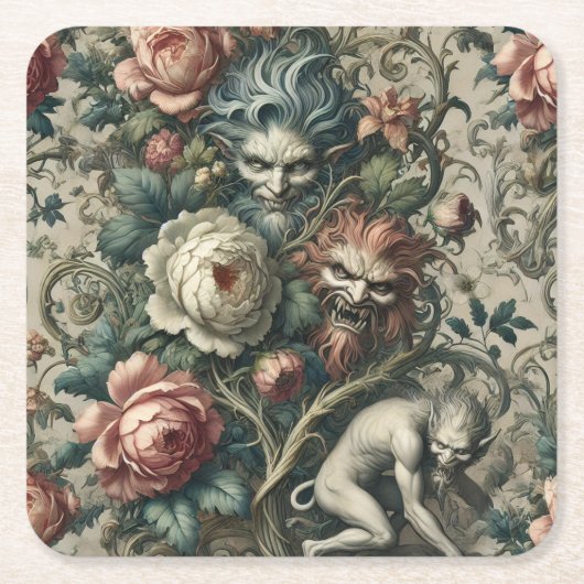 Strangers in the Park at Night – Gothic Victorian スクエアペーパーコースター (正面)