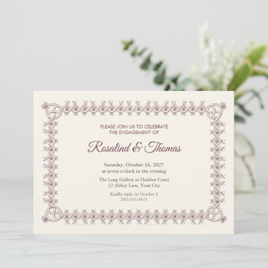 Strapwork Interlace Engagement Party Invitation 招待状 (スタンド正面)