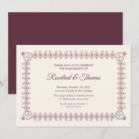 Strapwork Interlace Engagement Party Invitation 招待状 (正面/裏面)