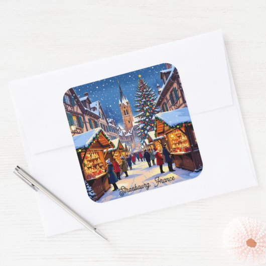 Strasbourg, France Christmas スクエアシール (封筒)