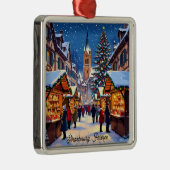 Strasbourg, France Christmas Market Holiday メタルオーナメント (右)