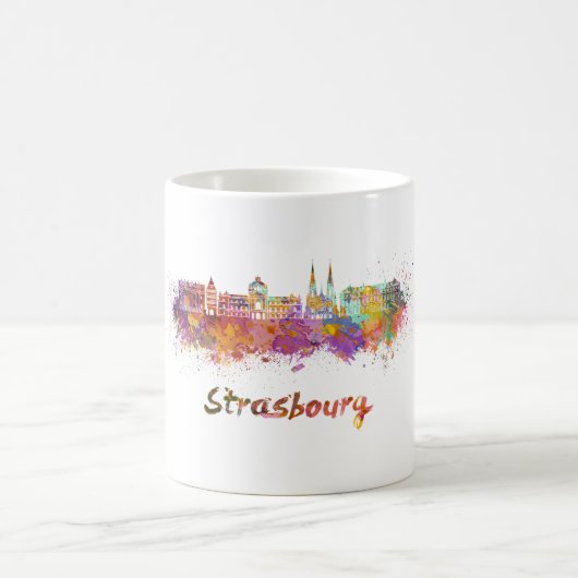 Strasbourg skyline in watercolor コーヒーマグカップ (中央)