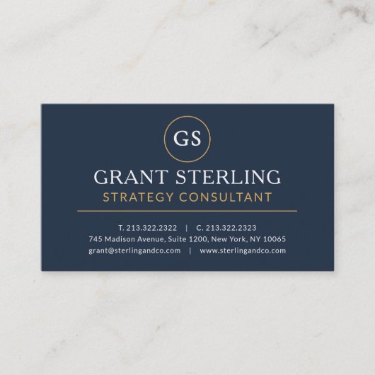 Strategy Consultant Navy Blue Gold Luxury 名刺 (正面)