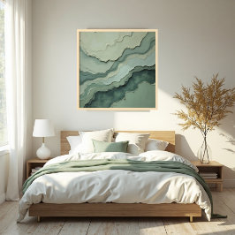 Stratified Sage Abstract - Organic Modern ポスター