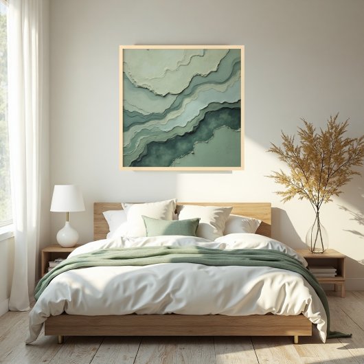 Stratified Sage Abstract - Organic Modern ポスター