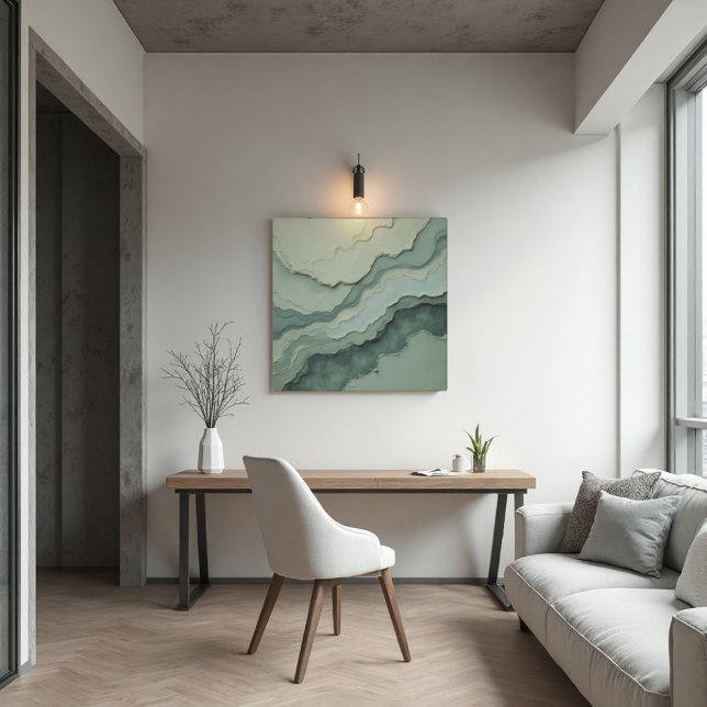 Stratified Sage Abstract - Organic Modern メタルプリント (Stratified Sage Metal Print: Sleek Organic Modern Abstract Art.)