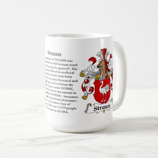 Strauss家族の紋章付き外衣 コーヒーマグカップ (正面右)