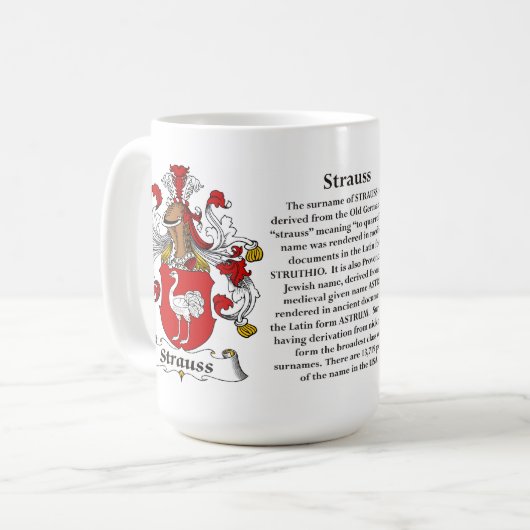 Strauss家族の紋章付き外衣 コーヒーマグカップ (正面左)