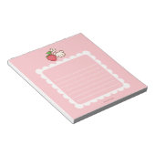 Strawbeary Pink Scallop Border Cute Bear Notepad ノートパッド (アングル)