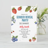 Strawberries and Blueberries Gender Reveal invite 招待状 (スタンド正面)