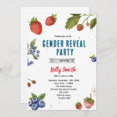 Strawberries and Blueberries Gender Reveal invite 招待状 (正面/裏面)