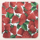 Strawberries and Cream スクエアペーパーコースター (正面)