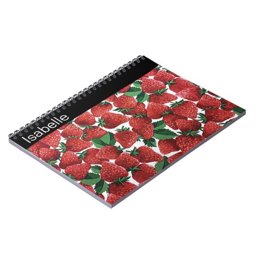 Strawberries and Cream Pattern Personalised ノートブック (左側)