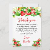 Strawberries and Daisies Baby Shower サンキューカード (正面)