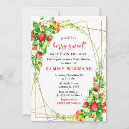 Strawberries and Daisies Baby Shower 招待状